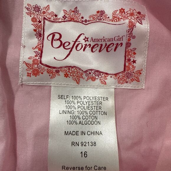 American Girl Beforever‎ Dress Kids 16 Pink Sleveless Ball Gown Formal Party - Picture 8 of 12